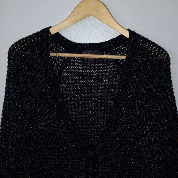 Takeout Open Knit Cardigan-Medium-Button Front-Rainbow Metallic Thread-Cozy - Picture 2 of 10